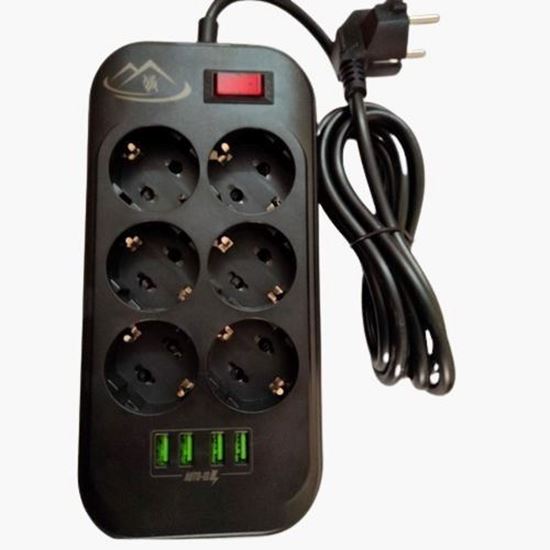 Picture of Se6403 Power Strip - 6 Ac Sockets - 4 Usb Fast Charge  - Black